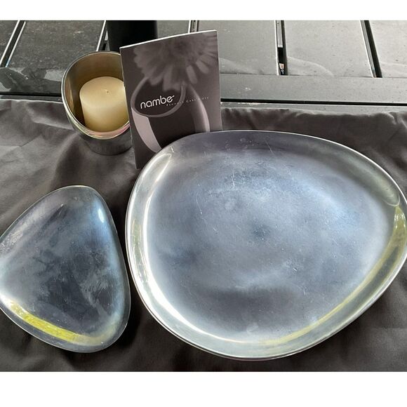Vintage MCM Nambe' 525 Aluminum Alloy 3 Piece Set - Picture 1 of 6